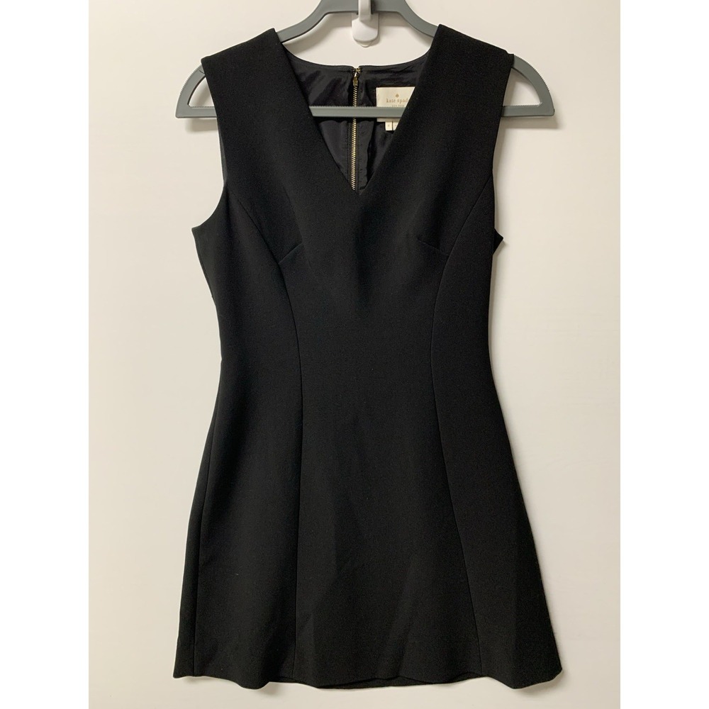 Kate Spade New York Crepe Black A Line V-Neck Sleeveless Women's Dress Size 4